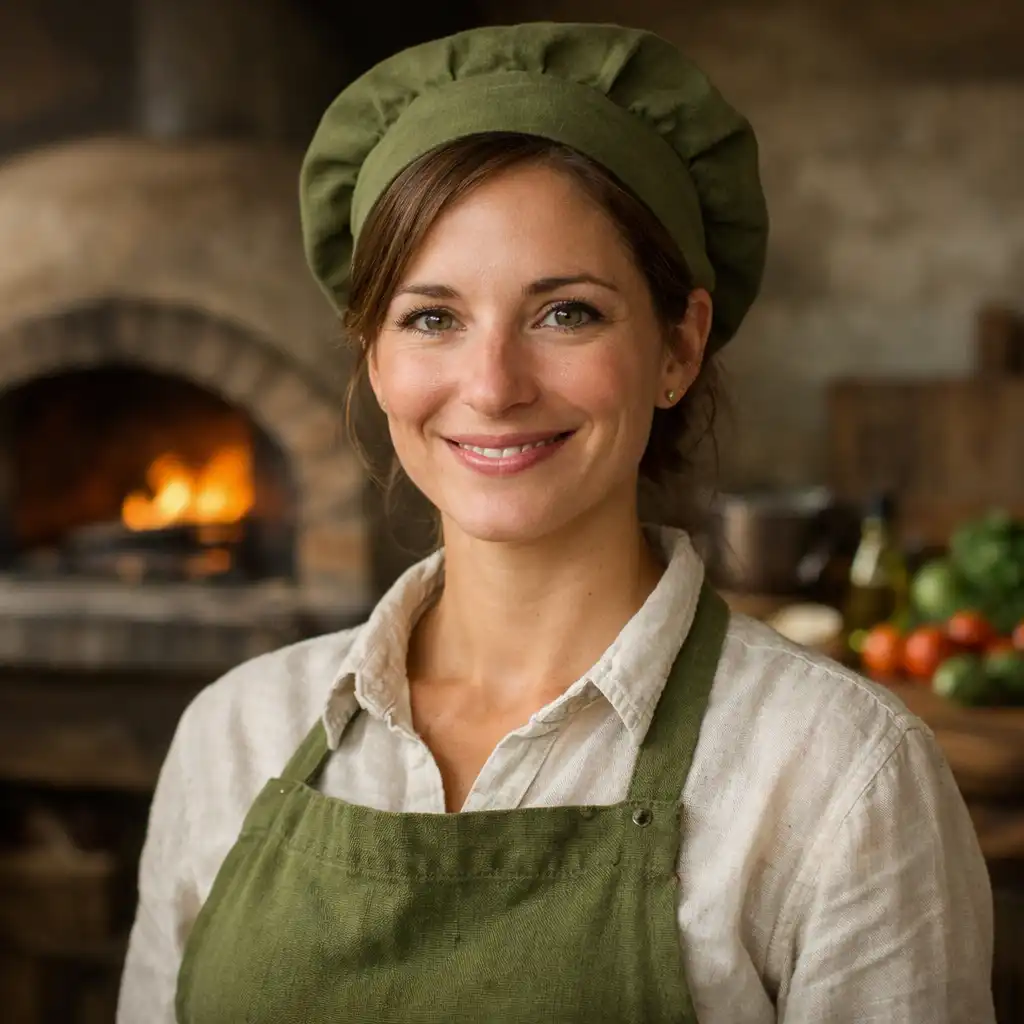Portrait of Elena Marchetti, Head Chef at The Cinder Parlour